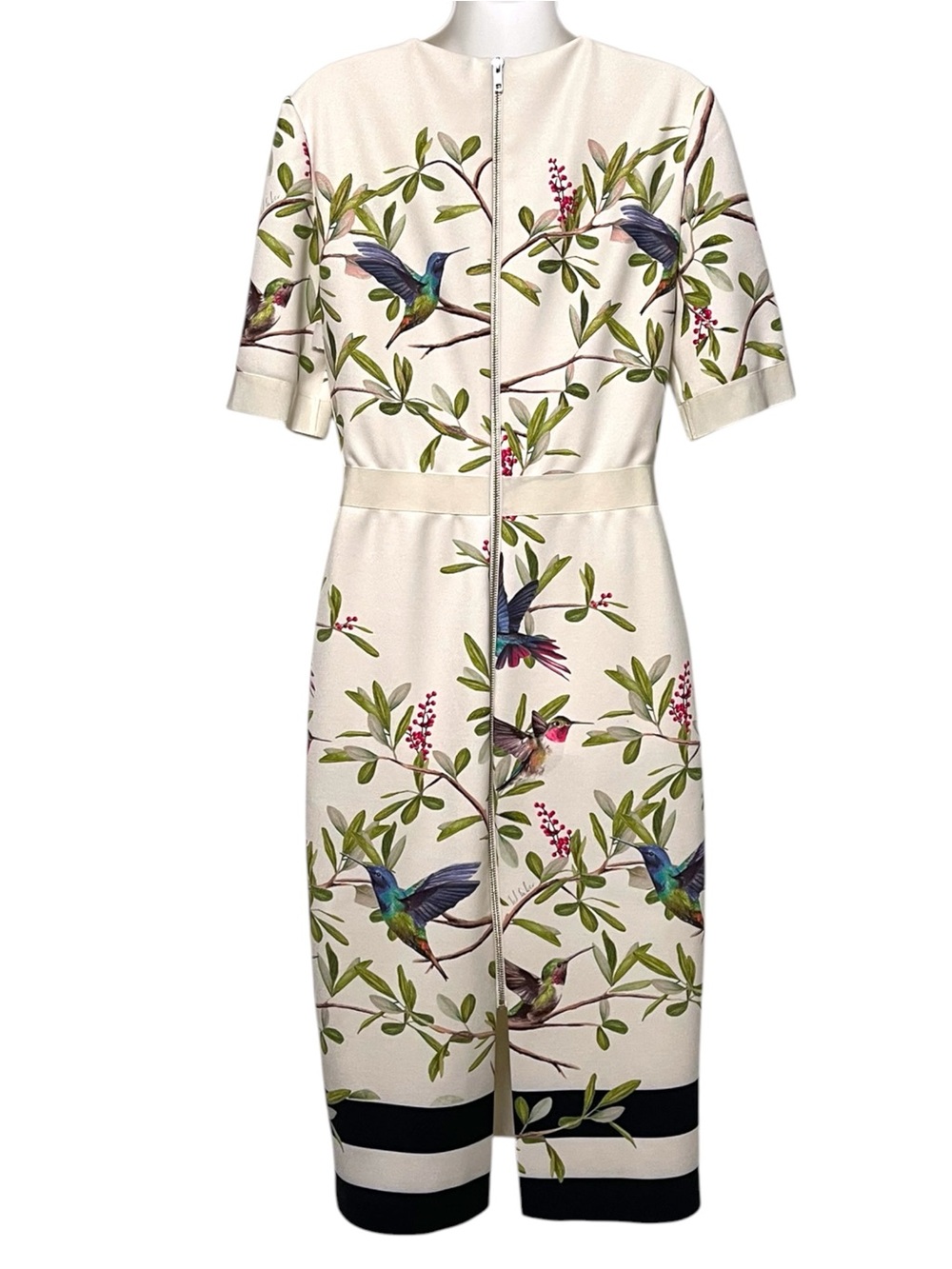EUC TED BAKER Everly Highgrove Hummingbird Blossom Bodycon Dress L/10 - Picture 10 of 16